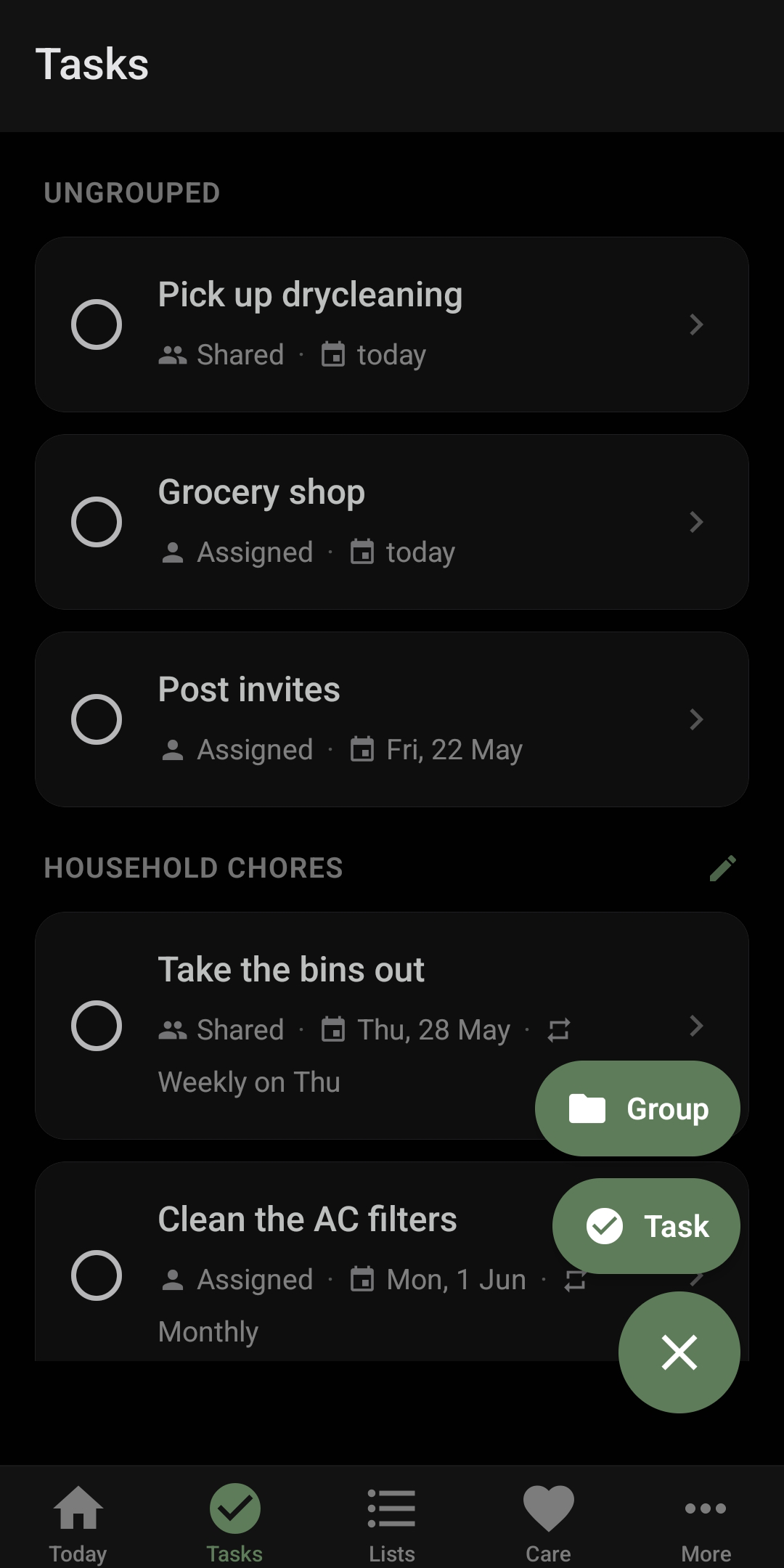 Tasks for the whānau screenshot